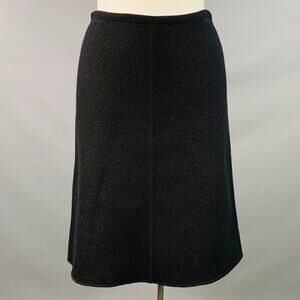 ALAIA Size L Black Wool A-Line Below Knee Skirt